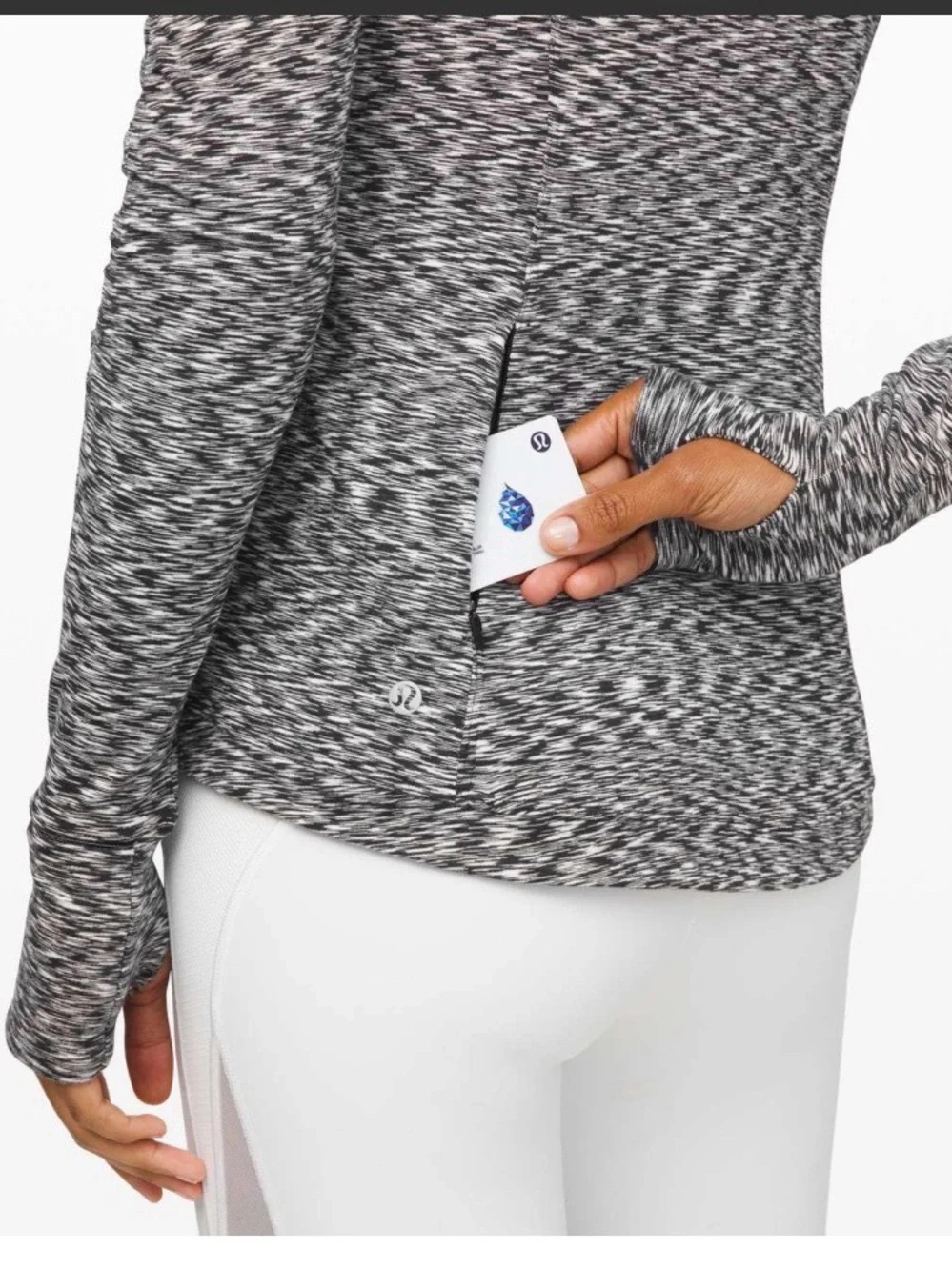 Lululemon Runderful Long Sleeve Shirt Space Dye Black White Rulu Womens